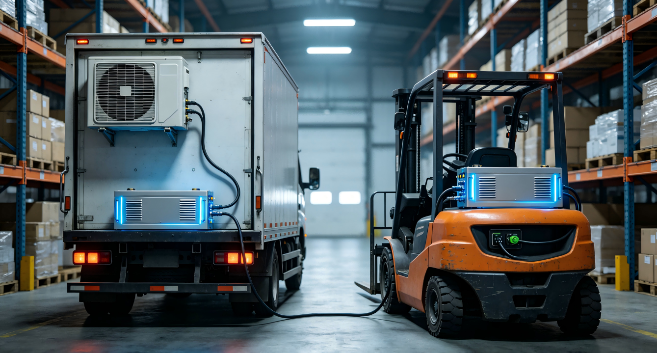 Continuous power supply for truck parking air conditioners